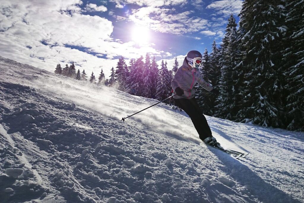 Free person skiing down a mountain